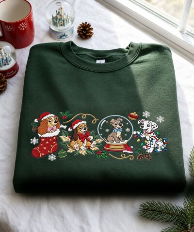Alternative view of Disney Dogs Christmas Embroidered Sweatshirt Cozy Holiday Outfit Women