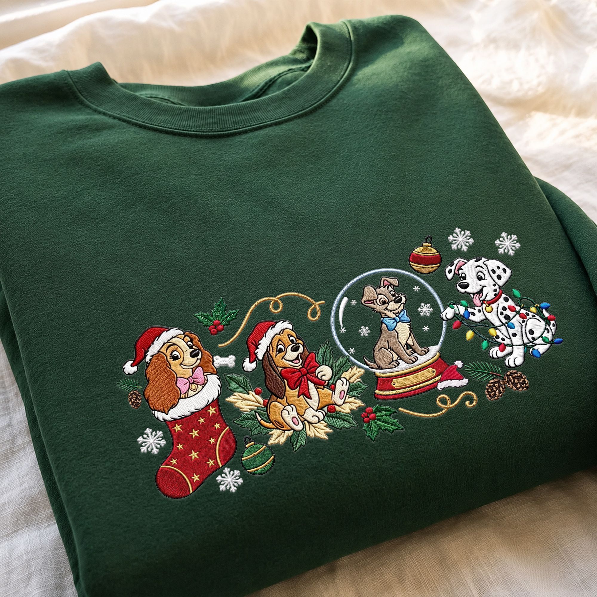Disney Dogs Christmas Embroidered Sweatshirt Cozy Holiday Outfit Women 15 Disney Dogs Christmas Embroidered Sweatshirt Cozy Holiday Outfit Women