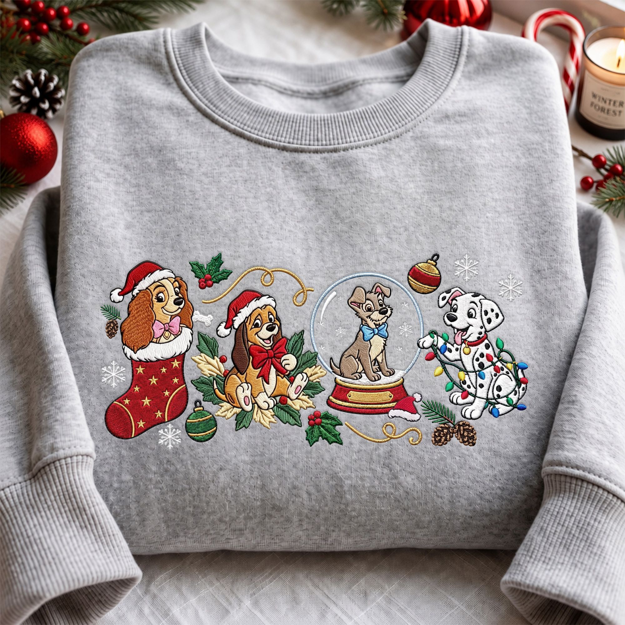 Disney Dogs Christmas Embroidered Sweatshirt Cozy Holiday Outfit Women 14 Disney Dogs Christmas Embroidered Sweatshirt Cozy Holiday Outfit Women