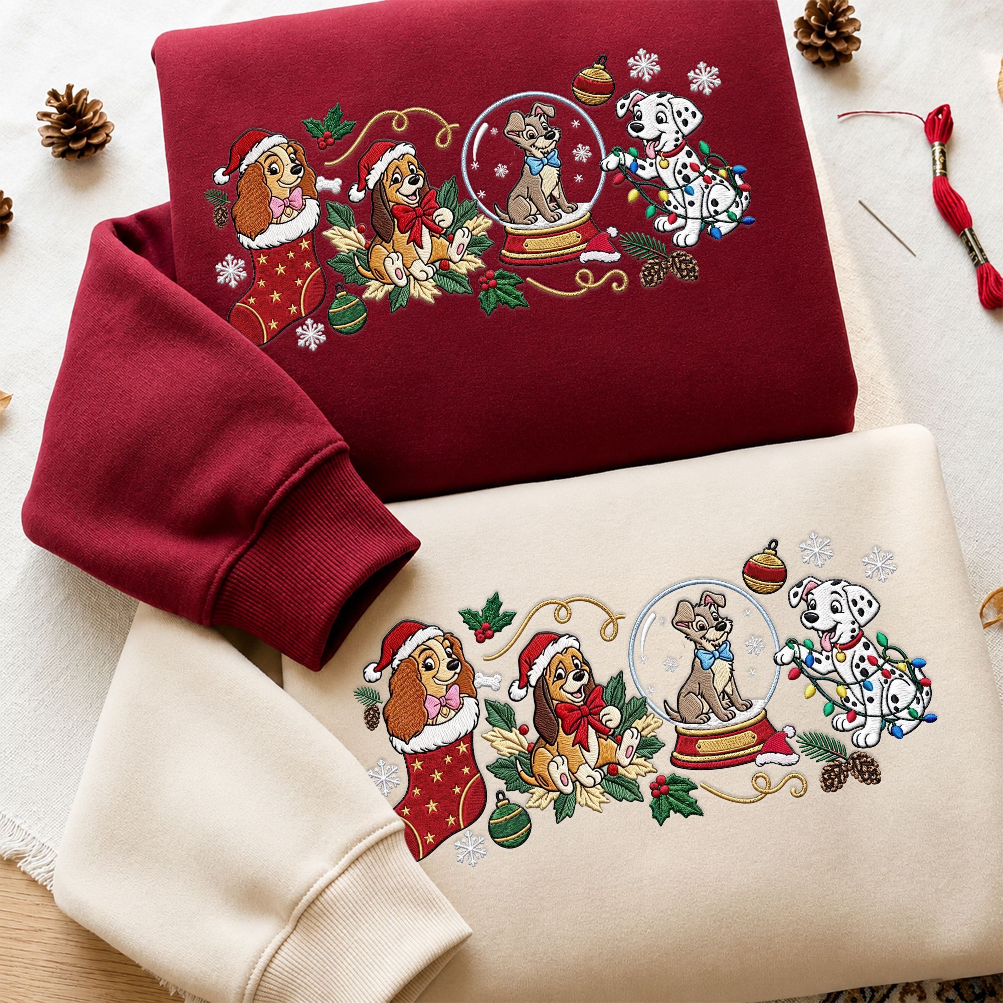 Disney Dogs Christmas Embroidered Sweatshirt Cozy Holiday Outfit Women 13 Disney Dogs Christmas Embroidered Sweatshirt Cozy Holiday Outfit Women