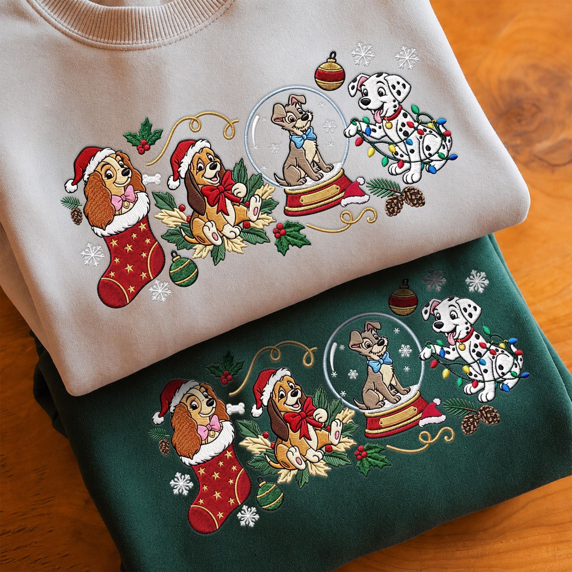 Disney Dogs Christmas Embroidered Sweatshirt Cozy Holiday Outfit Women 11 Disney Dogs Christmas Embroidered Sweatshirt Cozy Holiday Outfit Women